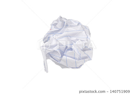 Crumpled white lined paper ball and school notebook sheet wad isolated on white background Crumpled white lined paper ball and school notebook sheet wad isolated on white background 140751909