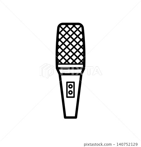 Classic handheld vocal microphone line icon for stage performance and live audio recording. Classic handheld vocal microphone line icon for stage performance and live audio recording. 140752129