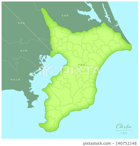 千葉縣：日本三維地圖系列。 （含鄰近縣、市、鎮及空白地圖）日本千葉 140752148