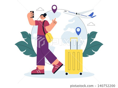 Solo Travel Vector Illustration Featuring Independent Journey, Adventure Tourism, Backpacking Experience, Travel Exploration, and Vacation Lifestyle Solo Travel Vector Illustration Featuring Independent Journey, Adventure Tourism, Backpacking Experience, Travel Exploration, and Vacation Lifestyle 140752200