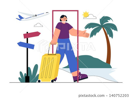 Solo Travel Vector Illustration Featuring Independent Journey, Adventure Tourism, Backpacking Experience, Travel Exploration, and Vacation Lifestyle Solo Travel Vector Illustration Featuring Independent Journey, Adventure Tourism, Backpacking Experience, Travel Exploration, and Vacation Lifestyle 140752203