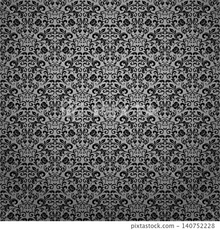 Wallpaper in the style of Baroque. Gray and black floral ornament. Seamless vector background. Graphic pattern for fabric, wallpaper, packaging. Ornate Damask flower illustration Wallpaper in the style of Baroque. Gray and black floral ornament. Seamless vector background. Graphic pattern for fabric, wallpaper, packaging. Ornate Damask flower illustration 140752228