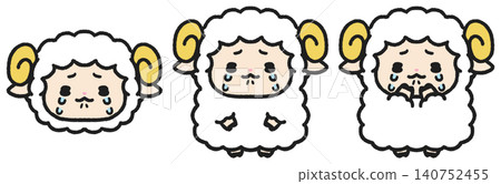 一組哭泣的綿羊插圖 一組哭泣的綿羊插圖 140752455