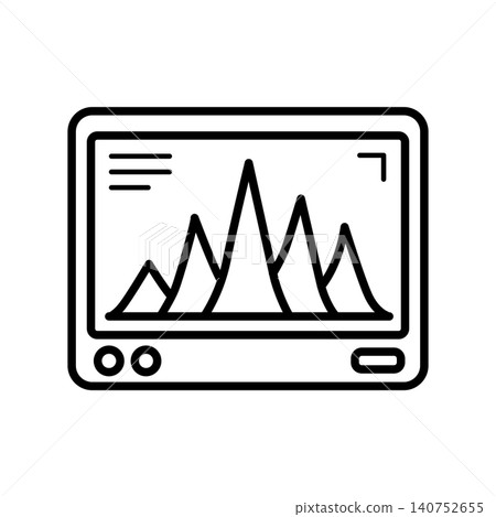 Electronic audio spectrum analyzer monitor screen displaying sound frequency graphs. Electronic audio spectrum analyzer monitor screen displaying sound frequency graphs. 140752655