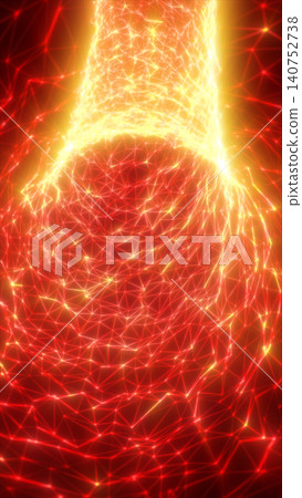 Fiery red and orange digital network mesh with glowing nodes and polygon lines, symbolizing energy, data, and futuristic technology. Fiery red and orange digital network mesh with glowing nodes and polygon lines, symbolizing energy, data, and futuristic technology. 140752738