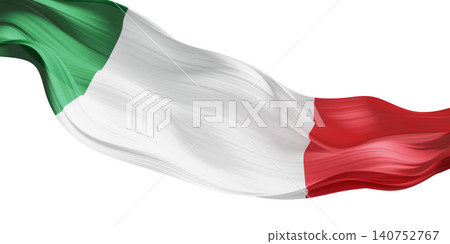 Italian flag ribbon sheer pleated chiffon fabric flowing isolated on white background 3D render Italian flag ribbon sheer pleated chiffon fabric flowing isolated on white background 3D render 140752767