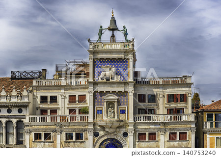 St Mark's Clocktower, iconic landmark in Venice, Italy 140753240