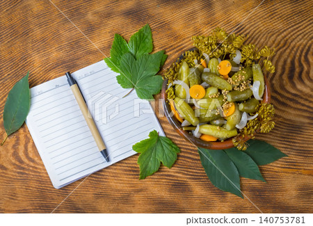 marinated cucumbers, cucumbers in a bowl, Cucumber pickle set 140753781