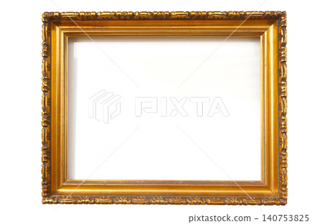 Empty Picture Frame With Ornate Design Displayed on a Plain Background Empty Picture Frame With Ornate Design Displayed on a Plain Background 140753825