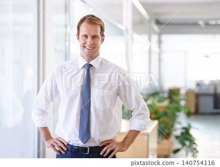 Confident, man or smile as business, success or pride in corporate career at fashion magazine. Happy, businessman or hands on hips in professional, formal or clothing with accessories in office Confident, man or smile as business, success or pride in corporate career at fashion magazine. Happy, businessman or hands on hips in professional, formal or clothing with accessories in office 140754116
