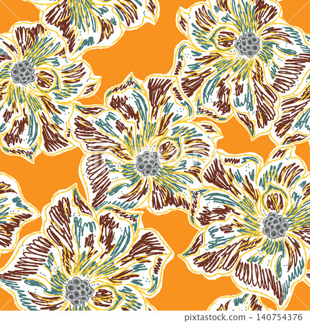seamless pattern with blue flowers seamless pattern with blue flowers 140754376