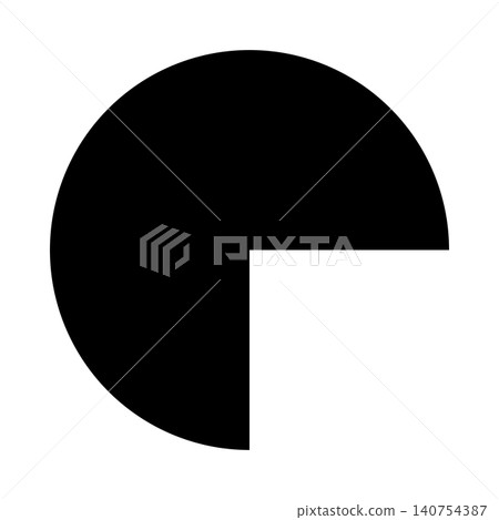 Three-quarter circle silhouette icon, alpha channel Three-quarter circle silhouette icon, alpha channel 140754387