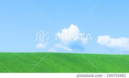 The summer scenery of Biei, Hokkaido, with its blue sky and gentle breeze blowing across wheat fields. The summer scenery of Biei, Hokkaido, with its blue sky and gentle breeze blowing across wheat fields. 140754481