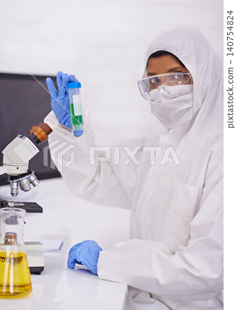 Science, laboratory and woman with sample in portrait for medical research, analysis and vaccine development. Healthcare, pharmaceutical and doctor with vial for medicine, experiment and study Science, laboratory and woman with sample in portrait for medical research, analysis and vaccine development. Healthcare, pharmaceutical and doctor with vial for medicine, experiment and study 140754824