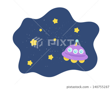 外太空和不明飛行物的插圖 140755287