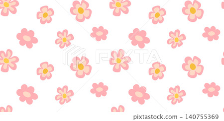 Gentle seamless pattern with cute pink and pastel flowers on white background Gentle seamless pattern with cute pink and pastel flowers on white background 140755369