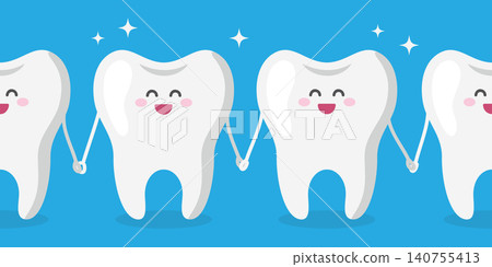 cute tooth characters holding hands seamless pattern vector illustration cute tooth characters holding hands seamless pattern vector illustration 140755413