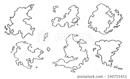 一套向量地圖，包含虛構島嶼和大陸的輪廓。 140755451