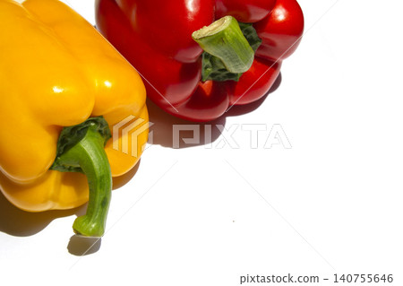 It is a bell pepper placed on a white background. It is a bell pepper placed on a white background. 140755646