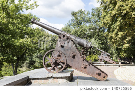 old cannon, Chernigov in Ukraine old cannon, Chernigov in Ukraine 140755896