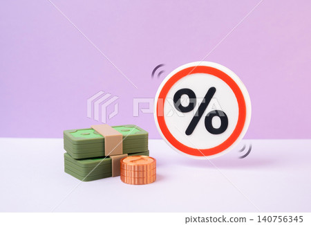 Inflation percentage and money. Interest payments. Taxes and fees. 140756345