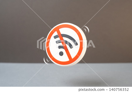 No connection symbol. No Wi-Fi connection. Wi-Fi free zone. 140756352