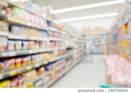 supermarket aisle and shelves blurred background 140756683