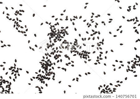 Black sesame seeds isolated on white background Black sesame seeds isolated on white background 140756701