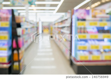 supermarket aisle and shelves blurred background supermarket aisle and shelves blurred background 140756949