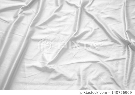 Abstract white wrinkled bedding sheet fabric texture background 140756969