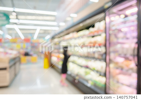 supermarket grocery store aisle and shelves blurred background supermarket grocery store aisle and shelves blurred background 140757041