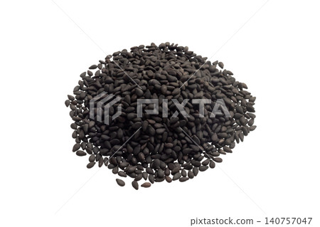 Black sesame seeds isolated on white background Black sesame seeds isolated on white background 140757047