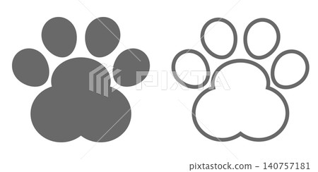 Cute paw print silhouette vector Cute paw print silhouette vector 140757181