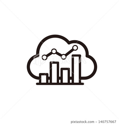 Line icon representing cloud data analysis and BI dashboards Line icon representing cloud data analysis and BI dashboards 140757667