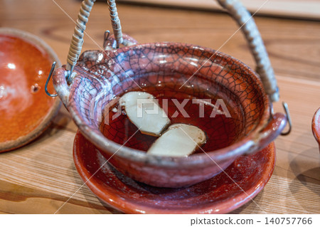 [#Gourmet] Matsutake mushroom soup in an earthenware pot and autumn flavors 140757766