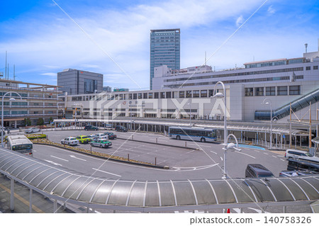 A view of the station building and rotary in front of Shizuoka Station's South Exit [Kurogane-cho, Aoi-ku, Shizuoka City, Shizuoka Prefecture] 140758326