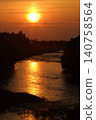 Sunset reflected on the river 140758564