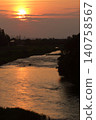 Sunset reflected on the river 140758567
