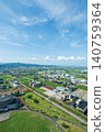 Moonlit view of Oyabe City, Toyama Prefecture: Crossland Oyabe surrounding facilities and plains / Vertical view o 140759364