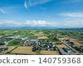 Rural landscape and beautiful townscape of the Tonami Plain in Oyabe City, Toyama Prefecture in May 140759368