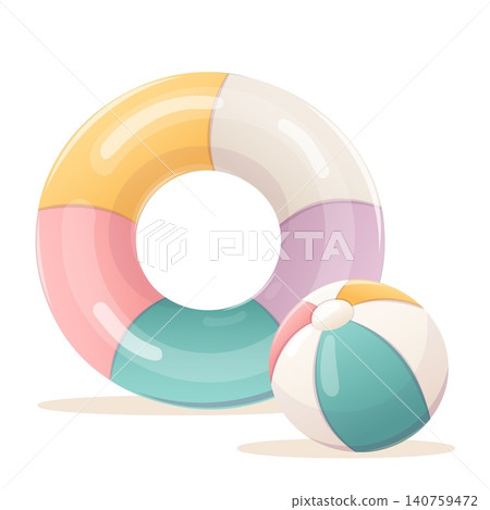 Vector illustration of a swim ring and beach ball Vector illustration of a swim ring and beach ball 140759472