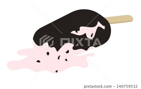 Melted soft serve ice cream in in chocolate glaze fell to the ground and spread into thick, sticky drops. 3D cartoon vector crispy waffle ice cream on white back Melted soft serve ice cream in in chocolate glaze fell to the ground and spread into thick, sticky drops. 3D cartoon vector crispy waffle ice cream on white back 140759532