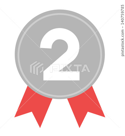 Simple silver medal with ribbon 02 Simple silver medal with ribbon 02 140759785