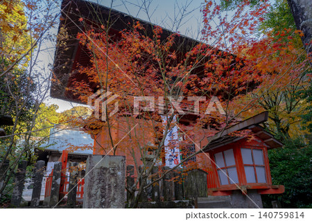 六殿神社(熊本市)的門樓和秋葉 六殿神社(熊本市)的門樓和秋葉 140759814