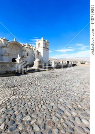 White Catholic church in rural Peru White Catholic church in rural Peru 140759895