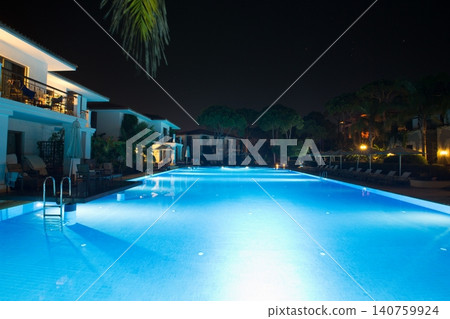 Swimming pool at night. Water pool at night 140759924