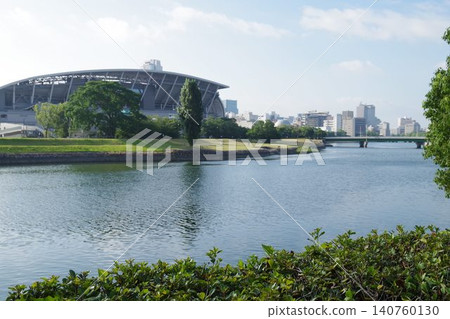 View of Hiroshima Ota River and soccer stadium View of Hiroshima Ota River and soccer stadium 140760130
