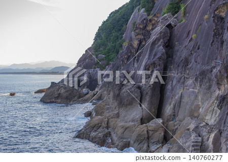 The rugged cliffs and coastal promenade of Onigajo, a World Heritage Site The rugged cliffs and coastal promenade of Onigajo, a World Heritage Site 140760277