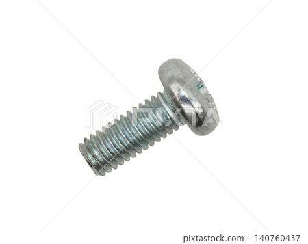Single silver metal bolt screw isolated on white background. 140760437