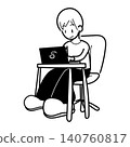 一名男子正在使用電腦（未上色） 140760817